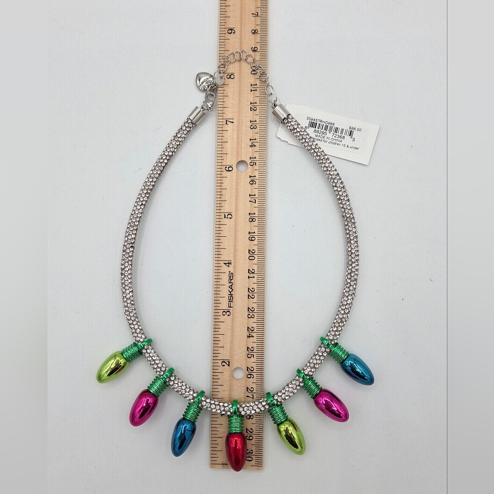 NWT Betsey Johnson Multi Light Bib Necklace Christmas Holiday - Picture 5 of 6